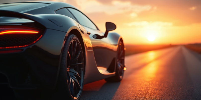 Sportwagen vor dem Sonnenaufgang